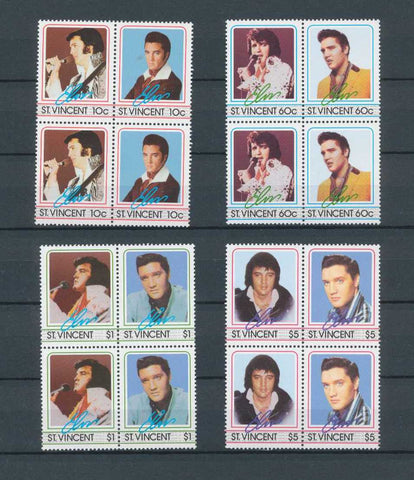 St Vincent Elvis Pop Blocks MNH To $5(16 Stamps)(PK381