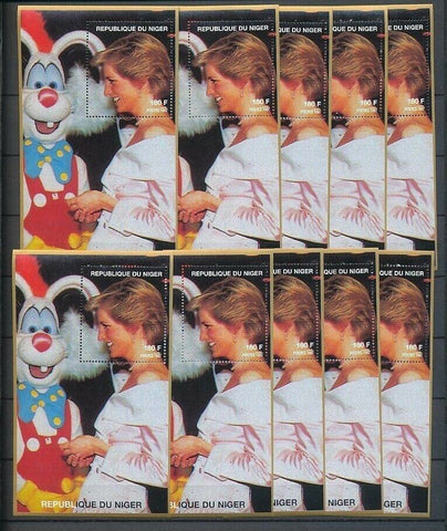 LADY DIANA NIGER 1997 Disney Bugs Bunny MNH Minisheets 10x [D159]