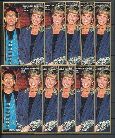 LADY DIANA NIGER 1997 Elton John Music MNH Minisheets 10x [D158]