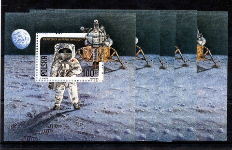 POLAND 1989 Space Man on Moon Mini Sheet x 5 MNH (H00434s
