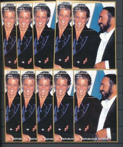 LADY DIANA NIGER 1997 Pavarotti Music MNH Minisheets x10 [D157]