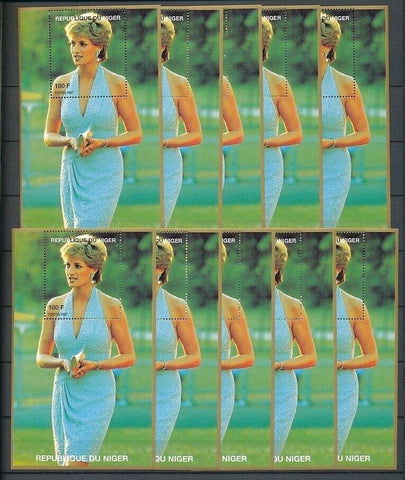 LADY DIANA NIGER 1997 180F Outdoor Dress MNH Minisheets 10x [D166]