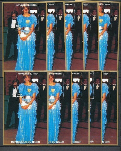 LADY DIANA NIGER 1997 180f Blue Evening Dress MNH Minisheets 10x [D160]