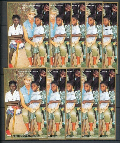 LADY DIANA NIGER 1997 Children Africa MNH Minisheets 10x [D164]