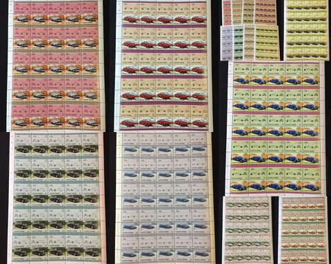 Tuvalu Racing Cars Vehicles MNH Sheets x 8 (400 Stamps) BLK35