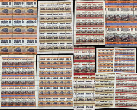 TUVALU Trains Sheets MNH (200 Stamps) (BLK41)