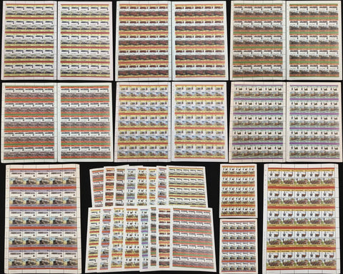 TUVALU Trains Imperf Perf Sheets x 16 MNH(800 Stamps) BLK52