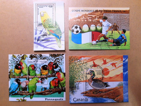 Cambodia Laos Soccer Birds Sheets Used x 4 AUCam4