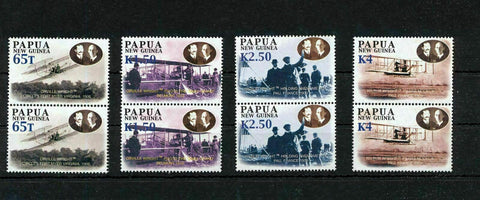 PAPUA 2003 FLIGHTS Wilbur Wright SET of 8 MNH Stamps in Pairs (ELF172s