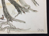 Sidney Ferris ? SF Watercolour Size: 25cm/34cm Beach Scene Original(Size 4)