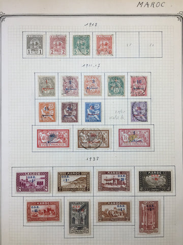 French Cols. Maroc  Used MH 1902/40s M&U Collection on Pages(160+Items)UK4013