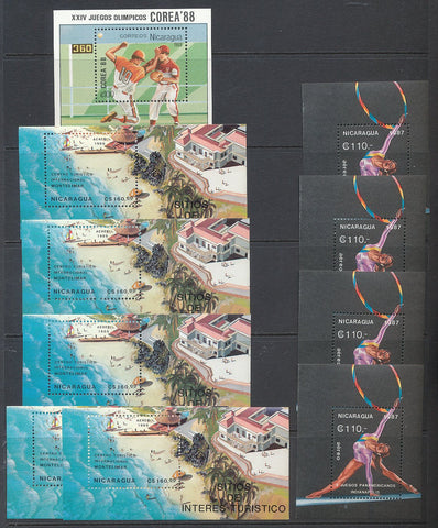 NICARAGUA 1987/89 Sport Baseball Korea Gymnastics Sheets Mnh x 10 LA44 - 1/3