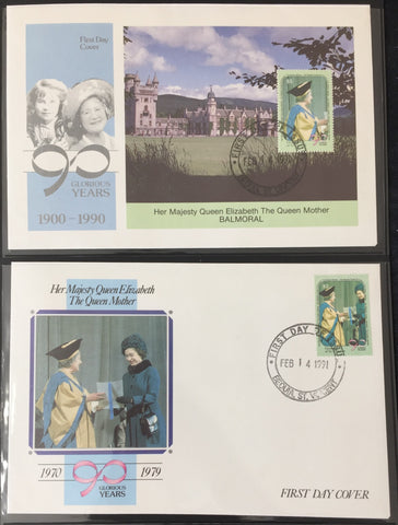 Royalty Queen Mother Commonwealth GB 1990 FDC Covers (48 Items) BL2099